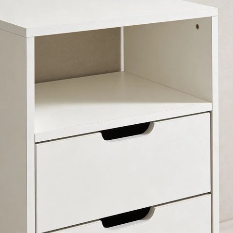Mesa de Cabeceira 2 Gavetas Branca Mdf Nicho Quarto Montada