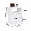 Ver imagem 2 de Mesa de Cabeceira 2 Gavetas Branca Mdf Nicho Quarto Montada