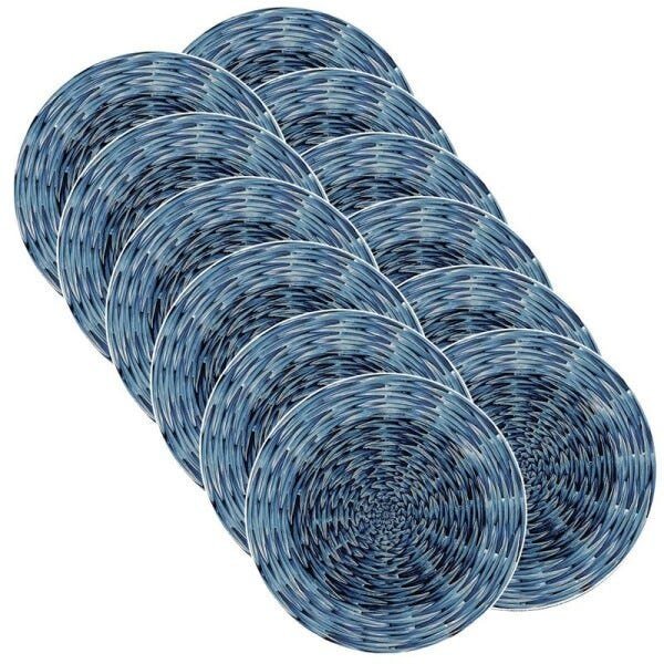 Capa Sousplat estampa Cestaria Azul impressa tecido Microfibra - 12 Peças - 1