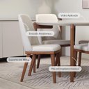 Ver imagem 2 de Conjunto de Jantar Mesa Redonda com Vidro Donatella 4 Cadeiras Kalina - Natural C/ Off White