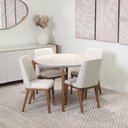 Ver imagem 1 de Conjunto de Jantar Mesa Redonda com Vidro Donatella 4 Cadeiras Kalina - Natural C/ Off White