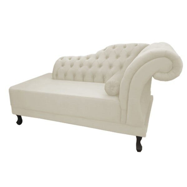 Divã Chaise Vani Recepção 1,80 Suede Bege Sala, Consultório, Clínica - 4