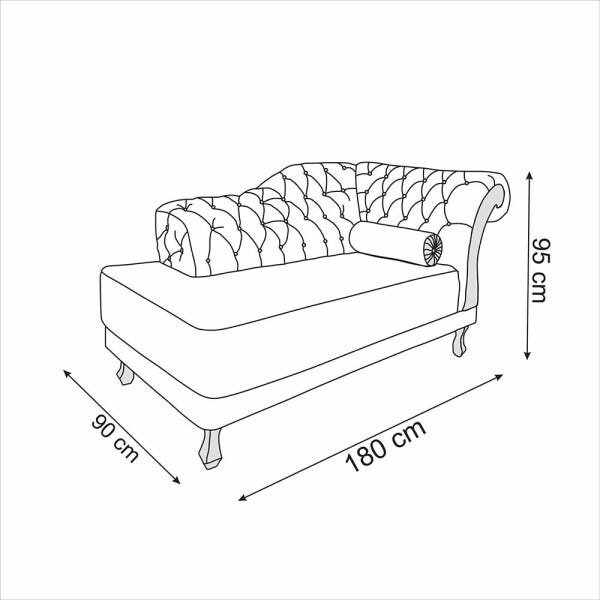 Divã Chaise Vani Recepção 1,80 Suede Bege Sala, Consultório, Clínica - 5