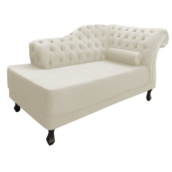 Divã Chaise Vani Recepção 1,80 Suede Bege Sala, Consultório, Clínica - 3