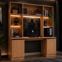 Ver imagem 1 de Mesa Gamer com Estante 2 Portas e 5 Prateleiras Smart Multimóveis MP6097 Madeirado