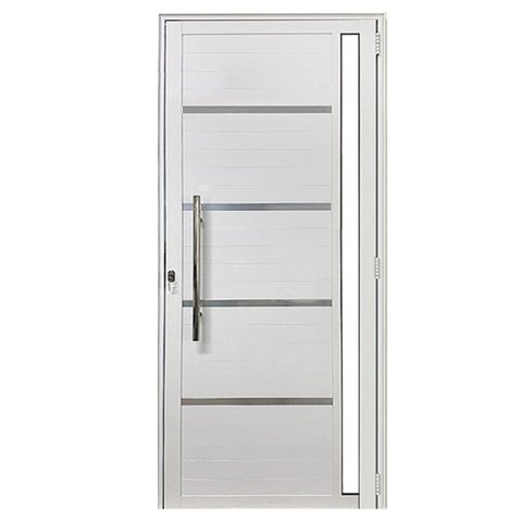 Porta Lambril com Puxador, Friso e Vidro Alumínio Branco Linha 25:Direita/ 210 x 90