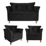Kit Namoradeira + 2 Poltronas Ibis Sala Suede Preto - 1