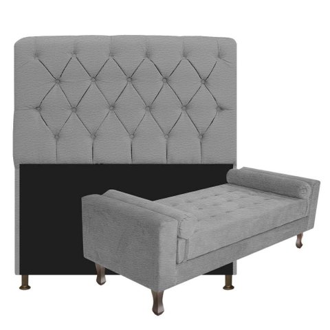 Cabeceira Solteiro Lady e Recamier 100 Cm Kit Corano Cinza