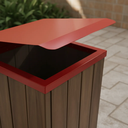 Ver imagem 4 de Lixeira de madeira plastica com tampa basculante vermelha  68l