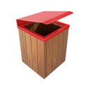 Ver imagem 1 de Lixeira de madeira plastica com tampa basculante vermelha  68l