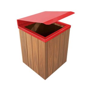 Lixeira de madeira plastica com tampa basculante vermelha 68l
