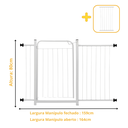 Ver imagem 2 de Grade Proteção Segurança Portão Pet 80cm Branco Bebê Cão com Extensor 2 de 40cm e 1 de 10cm Itagold