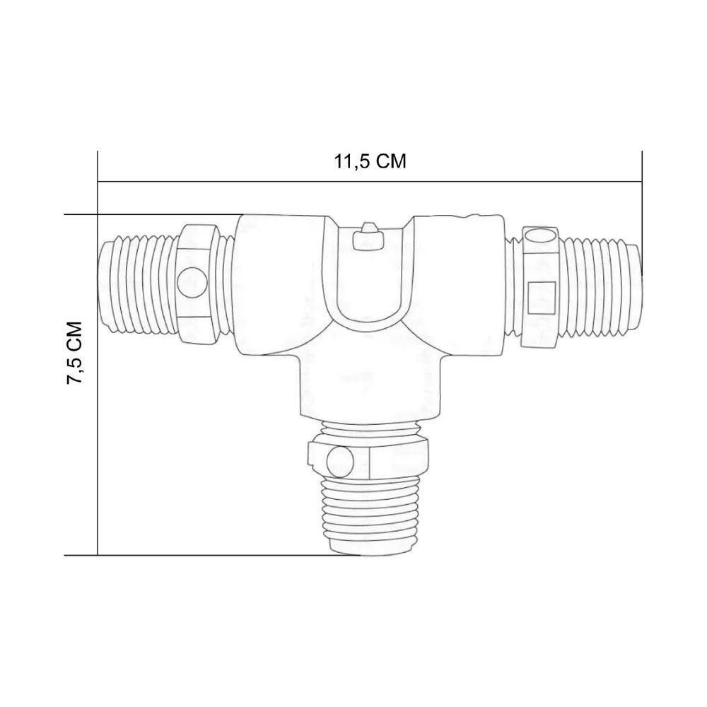 Adaptador Conector Te para Torneira Monocomando em Abs 1-2 - 4