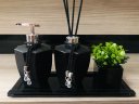 Ver imagem 1 de Kit Banheiro Preto Vaso Plantinha Difusor Sabonete Bandeja
