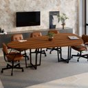 Ver imagem 1 de Mesa de Reunião Orgânica 2,70x1,60m com Pés em Metal e Tampo Bipartido F5 Corporate Marrom/Nogal/Preto