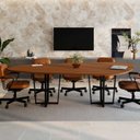 Ver imagem 7 de Mesa de Reunião Orgânica 2,70x1,60m com Pés em Metal e Tampo Bipartido F5 Corporate Marrom/Nogal/Preto