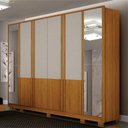 Ver imagem 1 de Guarda Roupa Casal Urban 6 Portas de Bater 6 Gavetas MDF com Espelho Cinamomo-Off White Leifer