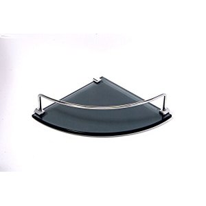 Porta Shampoo de Canto Curvo em Vidro Fumê Lapidado - Aquabox - 20cmx20cmx8mm