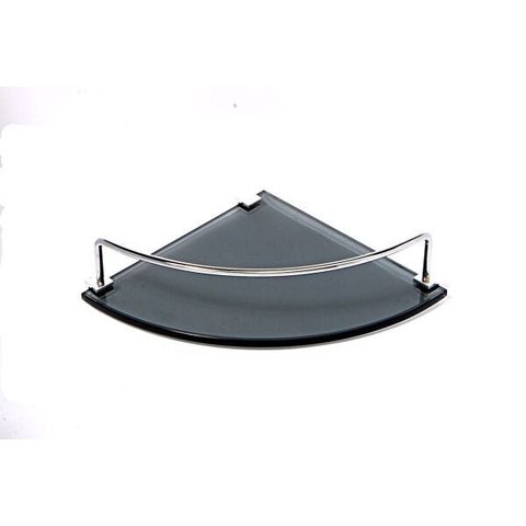 Porta Shampoo de Canto Curvo em Vidro Fumê Lapidado - Aquabox - 20cmx20cmx8mm