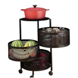 Fruteira com Rodinhas Suporte Móvel 3 Andares Preto