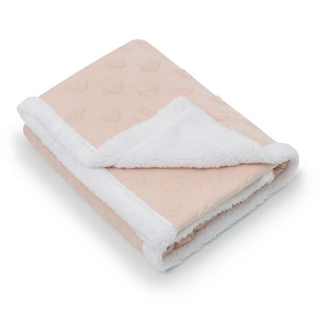 Manta de Bebê Pipoquinha Corações Sherpa Bege.