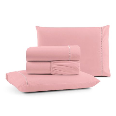 Jogo de Lençol Queen Mirante 100% Algodão 4 Peças - Salmão Casa Show Enxovais