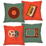 Kit com 4 Capas para Almofadas Decorativas Mídias Retrô - 1