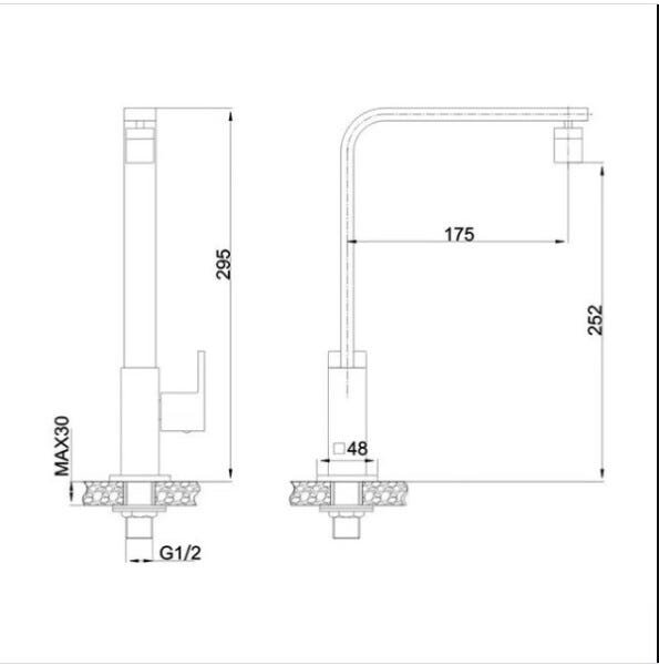 Torneira para Cozinha de Mesa Bica Movel - Arejador articulado - Madrid WJ-2631-265A - 2