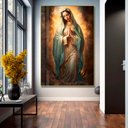 Ver imagem 1 de Quadro Decorativo Virgem Guadalupe em Moldura Caixa TaColado Moldura Trad 1cm Branca sem Vidro 30 x