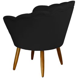 Poltrona Decorativa Pétala Pés Palito Suede Preto - 2