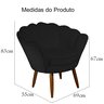 Poltrona Decorativa Pétala Pés Palito Suede Preto - 5