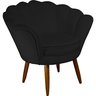 Poltrona Decorativa Pétala Pés Palito Suede Preto - 1