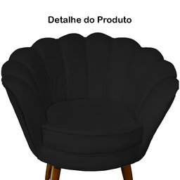 Poltrona Decorativa Pétala Pés Palito Suede Preto - 3