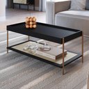 Ver imagem 5 de Conjunto Mesa de Centro e Mesa Lateral para Sala Industrial Indy A03 Nero Dourado