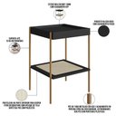 Ver imagem 7 de Conjunto Mesa de Centro e Mesa Lateral para Sala Industrial Indy A03 Nero Dourado