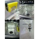 Ver imagem 1 de Kit Lixeira Embutir 5 lts Escorredor, Dosador E Porta Esponja Em Inox 304