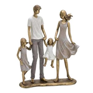 Escultura Família Decorativa em Resina Casal e Duas Filhas Mabruk