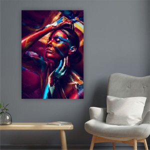 Quadro 100x70cm Mulher Abstrato Colorida Canvas