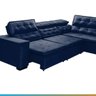 Sofá 5 Lugares Canto Retrátil Reclinável Chaise e 2,80 X 2,20 M Sttilo Azul- Megasul - 3