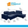Sofá 5 Lugares Canto Retrátil Reclinável Chaise e 2,80 X 2,20 M Sttilo Azul- Megasul - 4