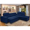 Sofá 5 Lugares Canto Retrátil Reclinável Chaise e 2,80 X 2,20 M Sttilo Azul- Megasul - 1