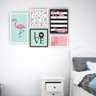 Quadros Decorativos 5pçs Flamingo Love Vidro - 1