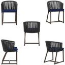 Ver imagem 5 de Mesa com 4 Cadeiras de Jantar Roma 100cm e Noronha em Aluminío Fendi Corda Nautica Estofado 10 Trama
