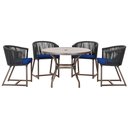 Ver imagem 1 de Mesa com 4 Cadeiras de Jantar Roma 100cm e Noronha em Aluminío Fendi Corda Nautica Estofado 10 Trama