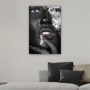 Ver imagem 1 de Quadro 90x60cm Mulher Mão Boca Prata Canvas