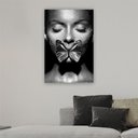 Ver imagem 1 de Quadro 90x60cm Mulher Borboleta Boca Prata Canvas
