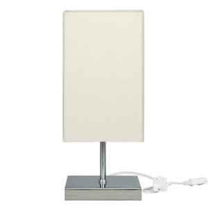 Abajur Eros Quad Bege com Base Inox