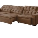 Ver imagem 2 de Sofá Retrátil Reclinável 9 Lugares 410cm com Pillow Veludo Marrom Alasca Megasul