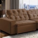 Ver imagem 6 de Sofá Retrátil Reclinável 9 Lugares 410cm com Pillow Veludo Marrom Alasca Megasul