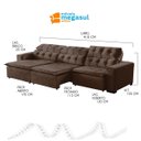 Ver imagem 4 de Sofá Retrátil Reclinável 9 Lugares 410cm com Pillow Veludo Marrom Alasca Megasul